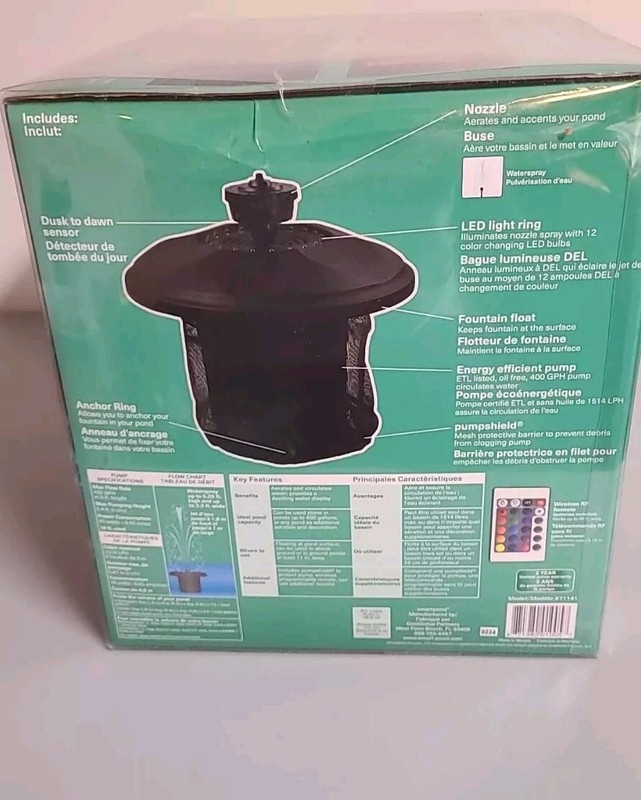 Smartpond Color Changing Floating Fountain with Pump, #71141, New (sealed) gallery