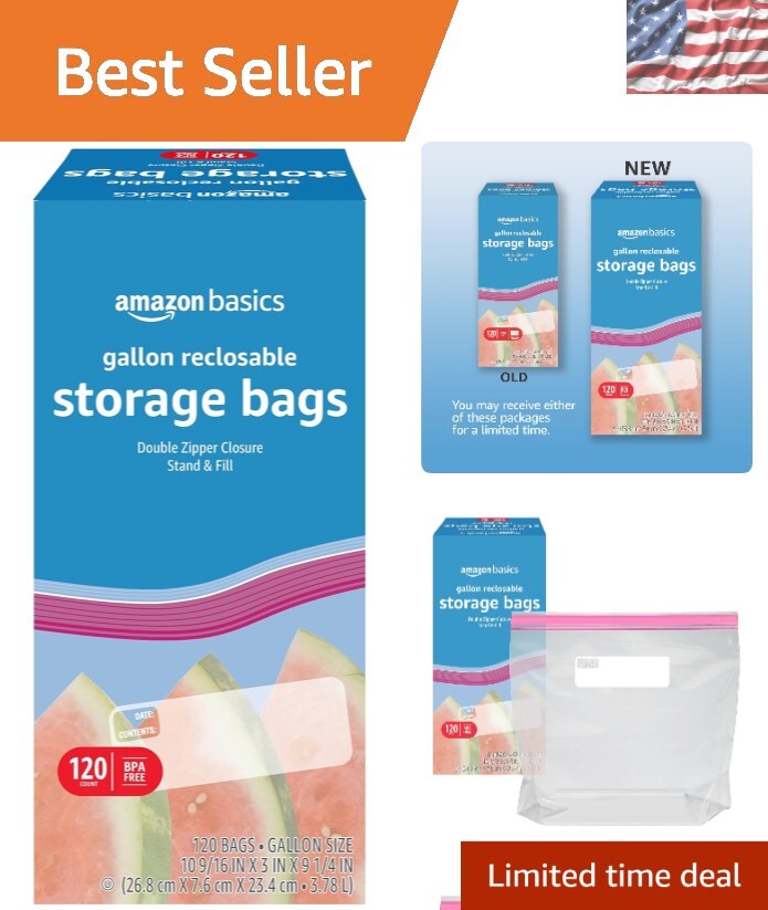 120 Count Gallon Food Storage Bags with Reclosable Double Zipper - BPA Free gallery