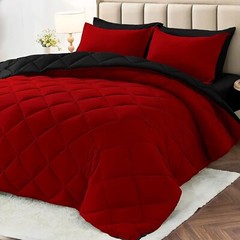 7 Pcs Queen Comforter Set, Reversible Bed in a Bag , All Season Bedding Set
