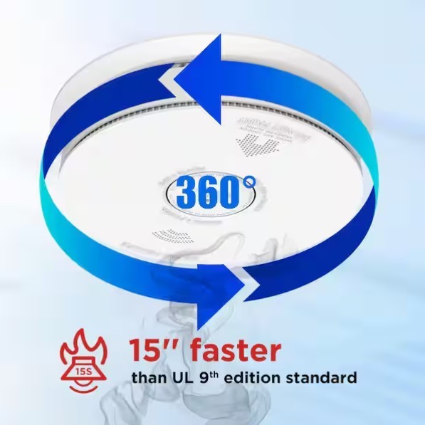 10-Year Battery Powered Wireless Interconnected Smoke Detector Voice Alarm 4pack gallery