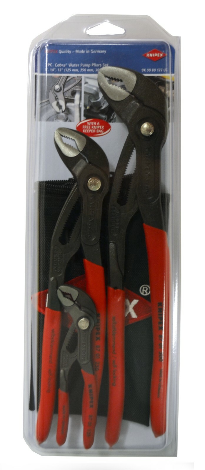 Knipex Cobra® Water Pump Pliers Set With Pouch 3 Piece 9K 00 80 122 US gallery