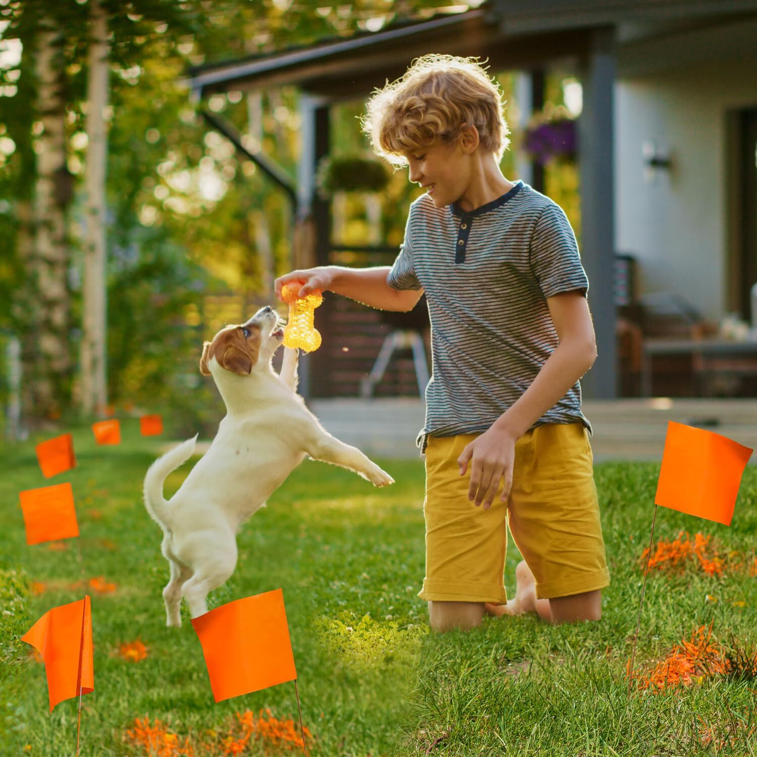 50Pack Marking Flags Orange Marker Flags - 15X4X5 Inch Lawn Flags Landscap gallery