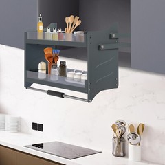 Pull Down Shelf Upper Kitchen Wall Cabinet Storage Organizer Dark Grey USAUS