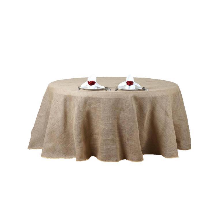 120-Inch ROUND Natural Brown Burlap Tablecloth Wedding Birthday Party Linens gallery