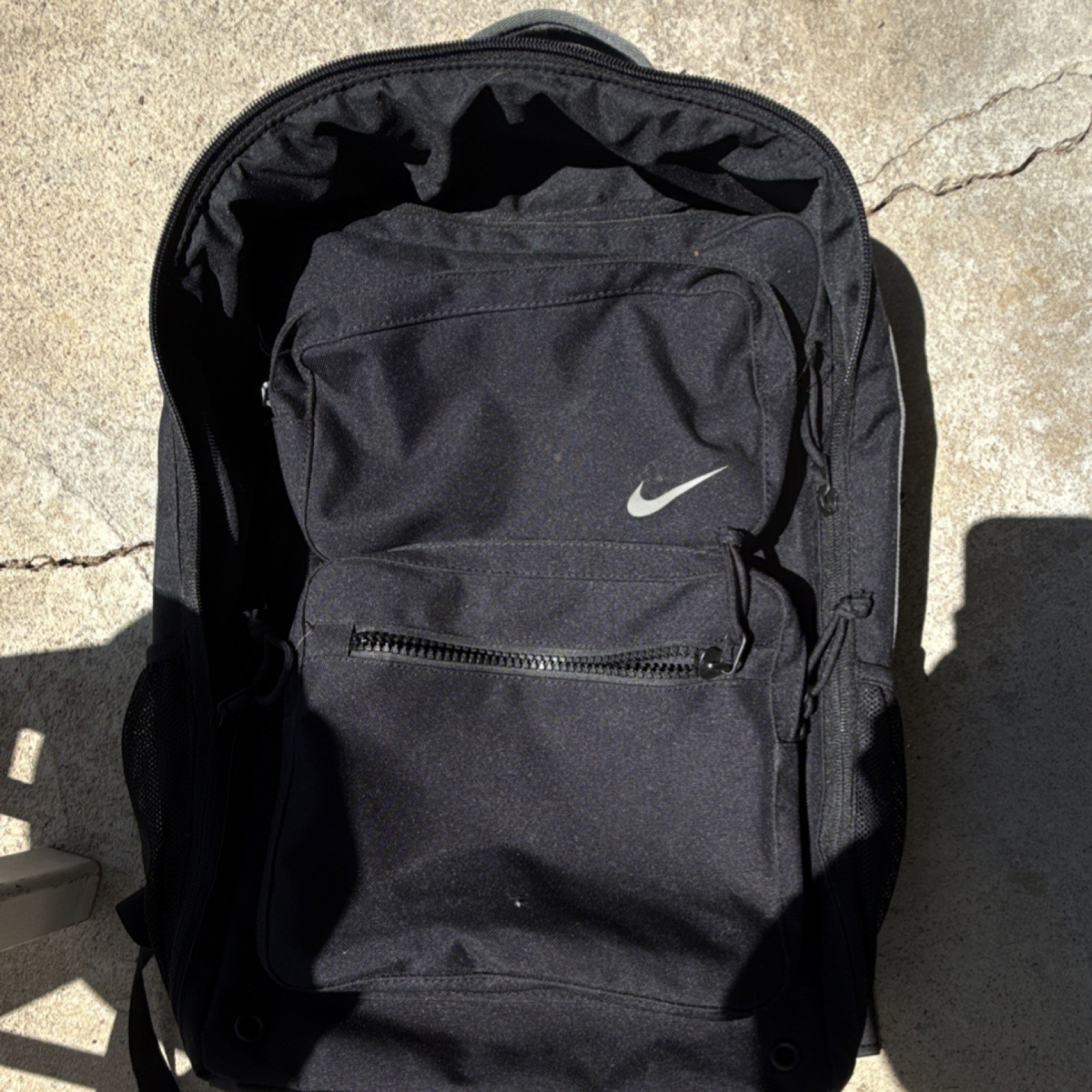 Nike Black Backpack Zip Closure with Logo, Padded Shoulder Straps
