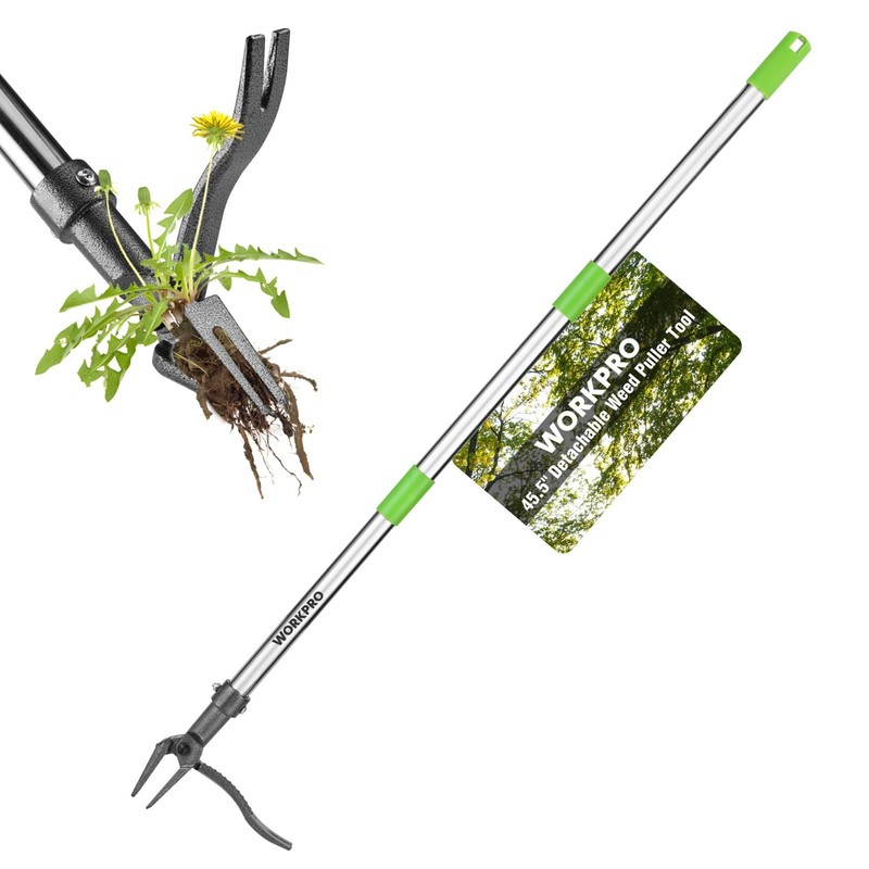 Heavy Duty Weed Puller Tool - Adjustable 33"-46" Handle, 4 Claw Steel Head, Easy gallery