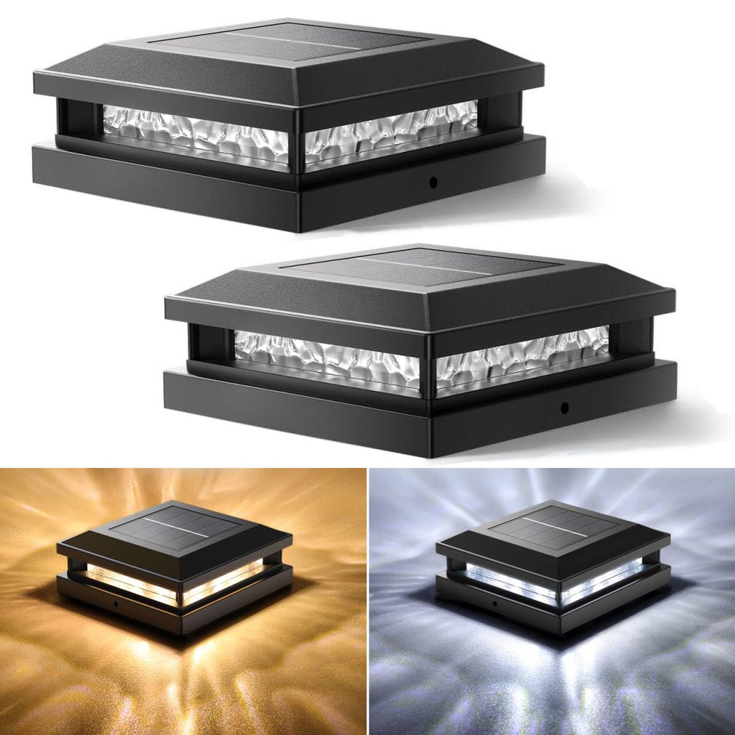 Solar Post Cap Lights Outdoor for 4x4 5x5 Vinyl/Wooden Posts Fence Deck Yard US gallery
