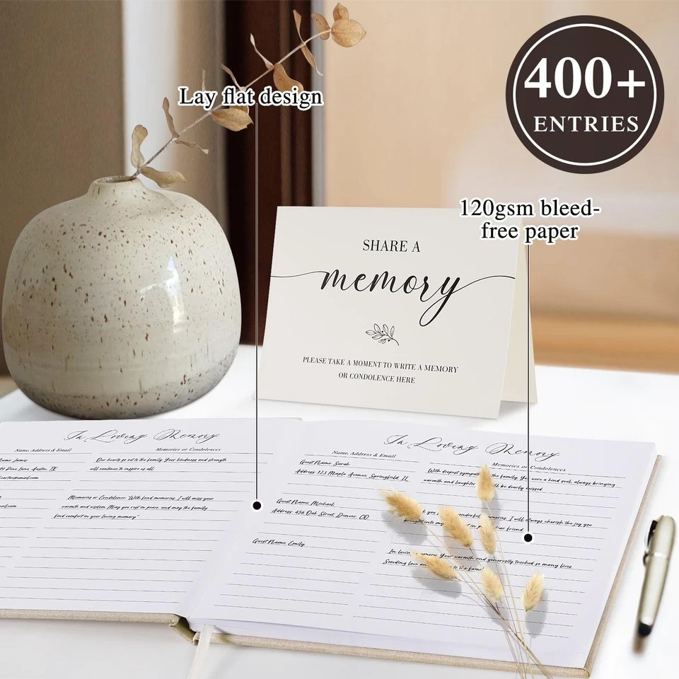 Funeral Guest Book for Memorial Service, Linen Celebration of Life Registry G... gallery