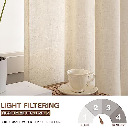 Kitchen Curtains 54 X 36 Inches Length Long,Linen Burlap Tier Rod Pocket gallery