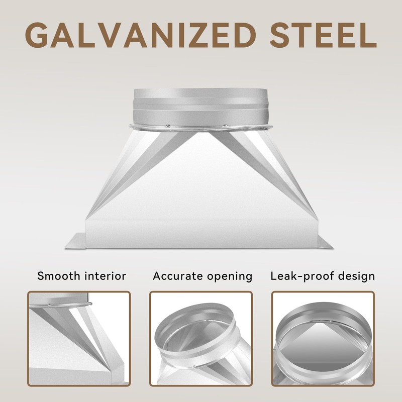 Galvanized Duct Transition Rectangular To Round HVAC 31/4x10 To 5 Inch gallery