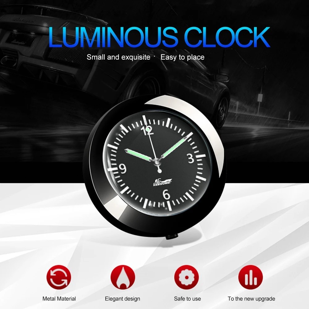 In-Car Mini Luminous Quartz Analog Clock Dashboard Stick-On Watch Decoration gallery