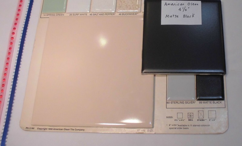 1 pc. *Matte Black* Ceramic Tile by The American Olean Co. 4-1/4" New Stock gallery