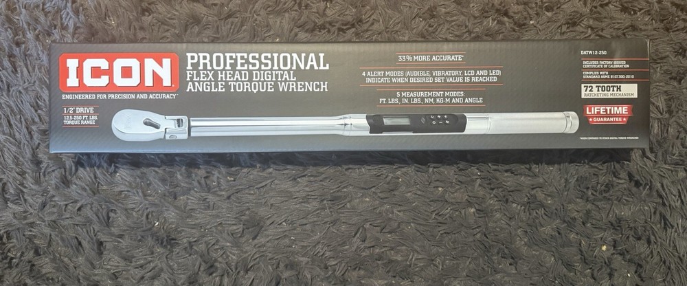 Icon DATW12-250 Flex Head Digital Angle Torque Wrench 1/2" Drive - New