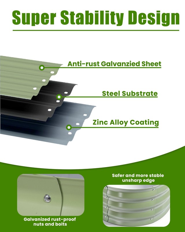 2 Pack Galvanized Raised Garden Bed Outdoor 4x 2 x 1 ft Metal Planter Box Green gallery
