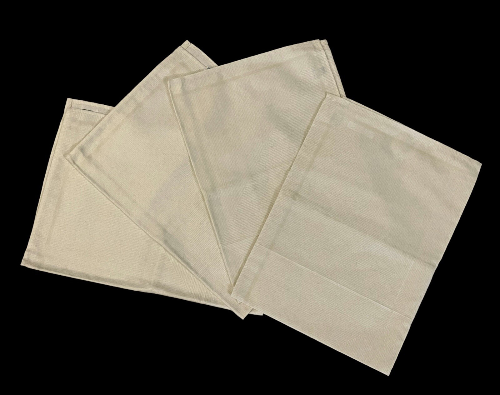 PIERRE FREY Alcazar Beige Striped Dots Sateen Cotton Table Napkins France 19”x19 gallery