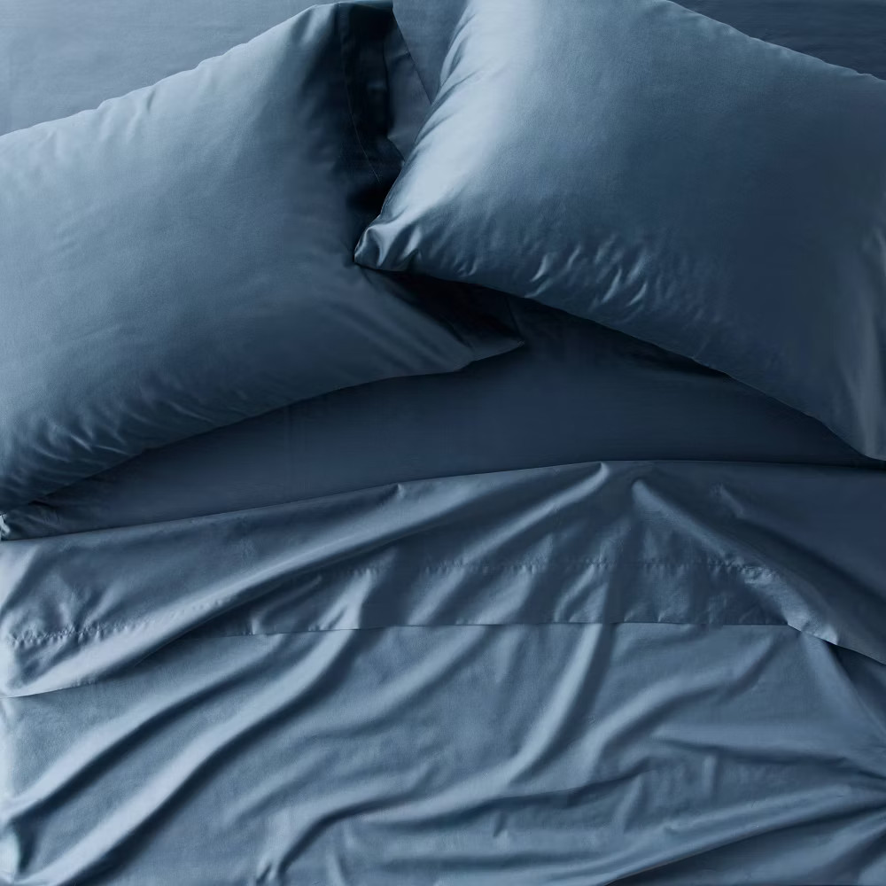 Standard 600 Thread Count Sateen Pillowcases Dark Mineral Blue - Casaluna gallery