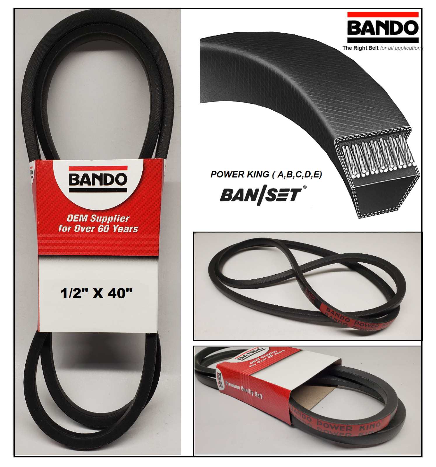 REPLACEMENT BELT 1/2"X40" FOR Toro Snowblower 16-9670, 23-9080, 25-0105, 26-9670 gallery