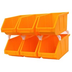 6-Pack Stackable Storage Bins Tool Part Container Yellow 5″ w x 10″ d x 5″ h