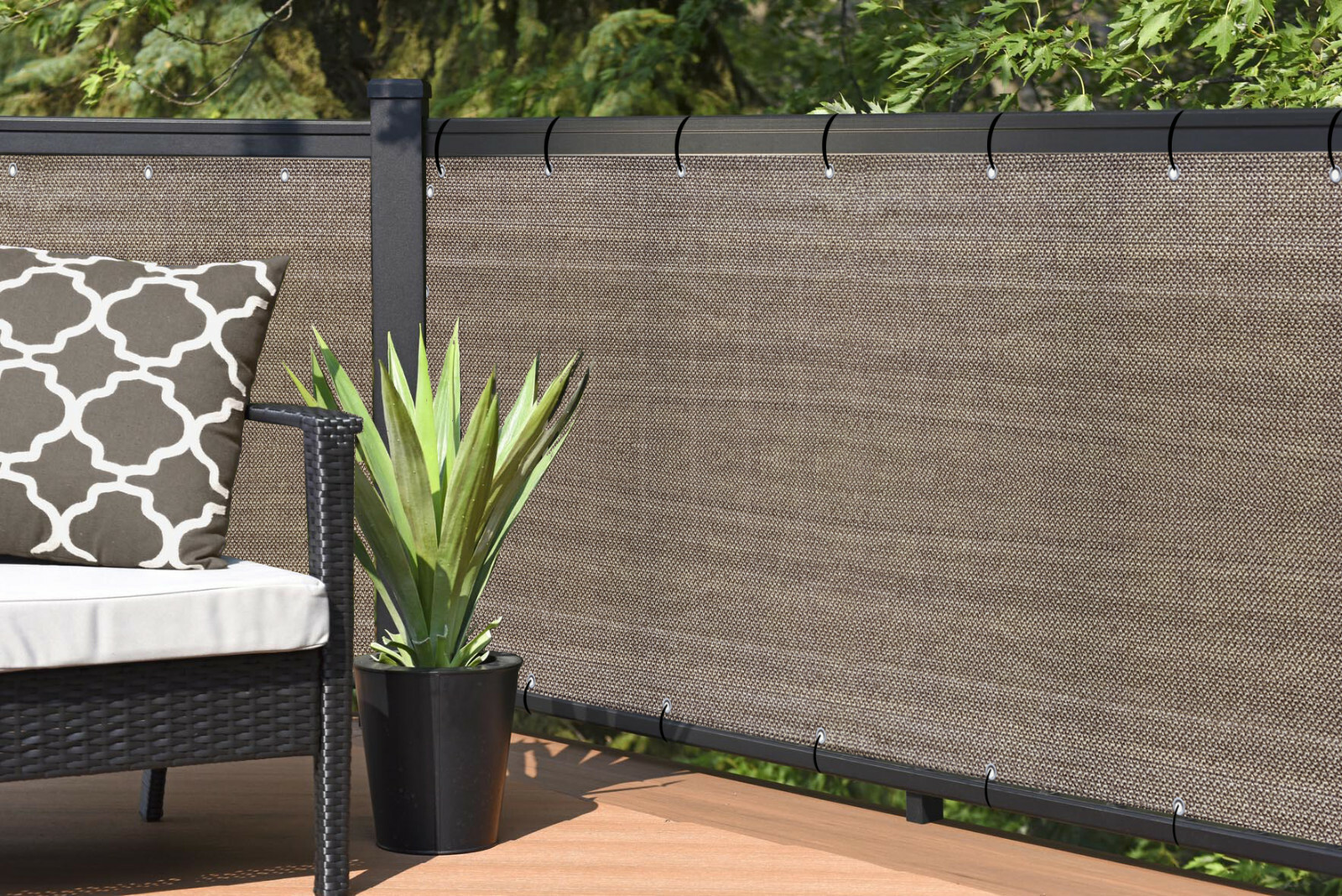 Alion Home© 3 FT Tall Custom Length Walnut Patio & Balcony Privacy Screen gallery