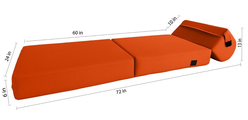 Sleeper Chair Folding Foam Beds, Foldable Sofa Couches 6 x 24 x 70, Orange gallery