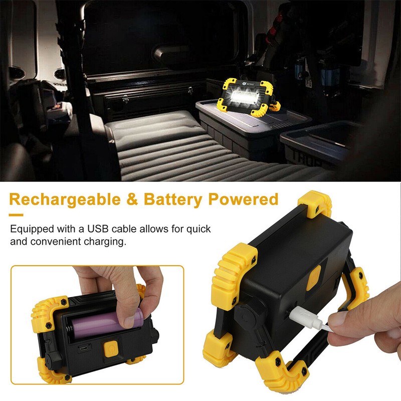 2X USB Rechargeable COB LED Work Light Floodlight Camping Emergency Torch Lamp gallery
