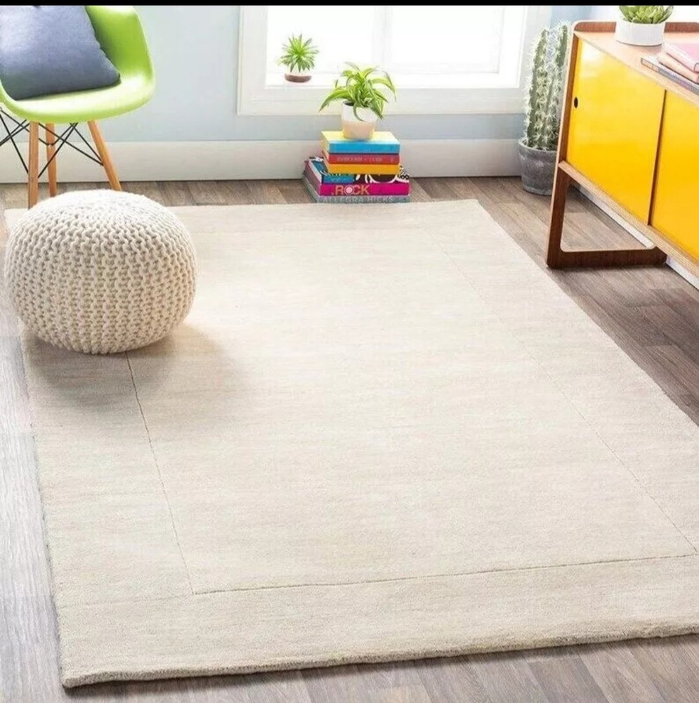 THICK PLAIN MODERN HAND-TUFTED CARPET AREA RUG FOR ANY ROOM 100% WOOL