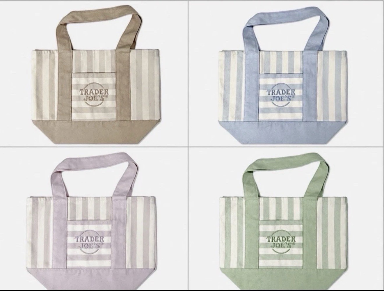 Trader Joe's Striped Mini Canvas Tote Bag Multicolor 13x6x11 in New gallery