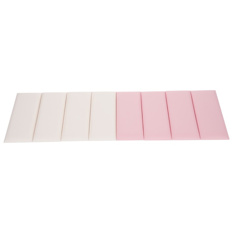 8-Pack Wall Padding Panels 20×50cm 30mm Adhesive Baby Safety White Pink gallery