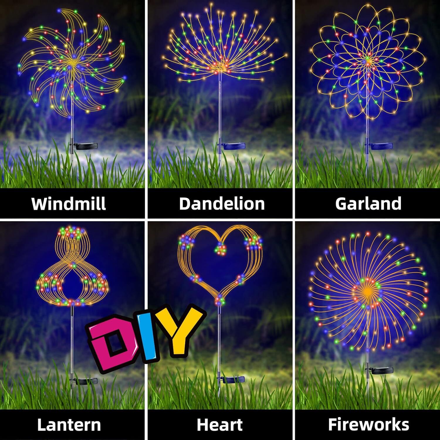 Solar Garden Firework Lights Outdoor Waterproof 150 LED Sparklers Outside Yard gallery