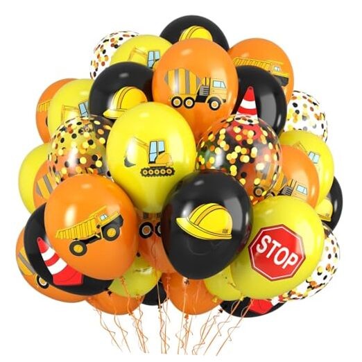 Construction Balloons, 12 Inch Black Yellow Orange Confetti Orange Yellow Black gallery