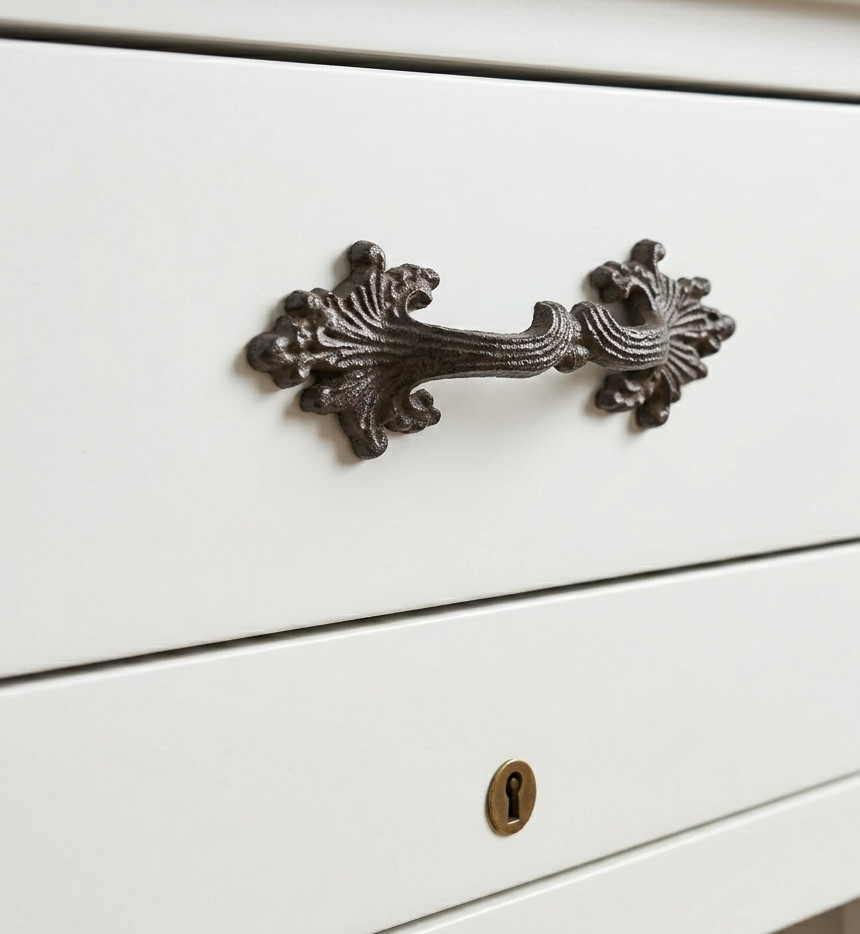 2 Fancy Victorian Cast Iron Door Handle Pull Rustic Antique Style Cabinet Drawer gallery