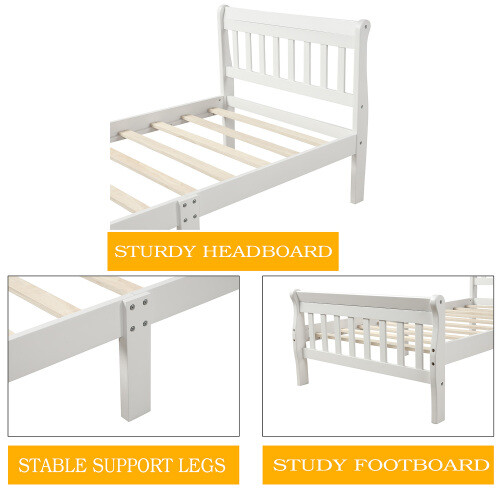 Wood Platform Bed with Headboard & Footboard Mattress Foundation Twin Bed Frames gallery