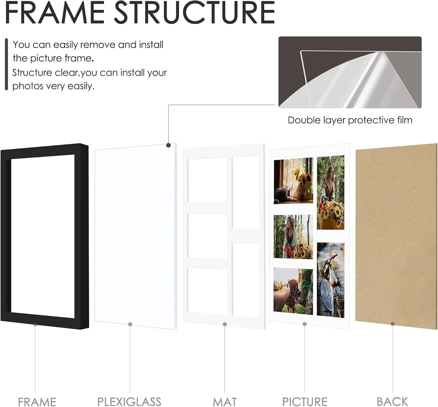 11x14 Collage Picture Frame, 4x6 Collage Picture Frame, Displays Five 4x6 inch gallery