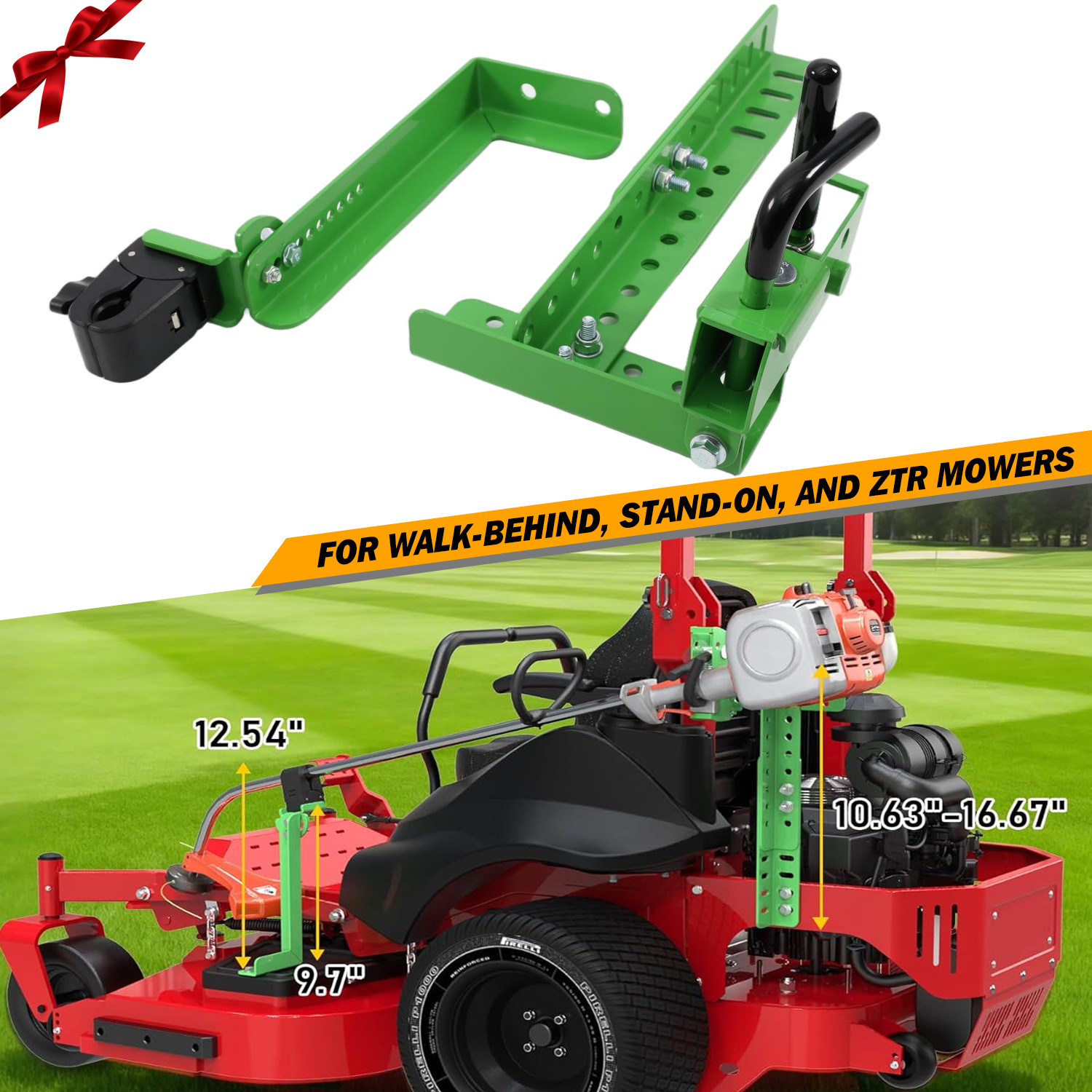 Ajustable Lawn Mower Trimmer Rack for Walk-Behind, Stand-On & ZTR Mowers Green gallery