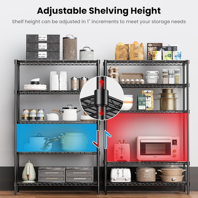 1875LBS Capacity Black Wire Storage Rack – 5 Adjustable Shelves for All Rooms gallery