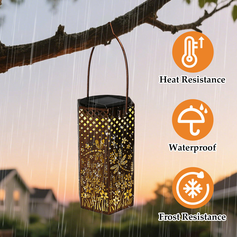 Solar Lantern Hanging LED Lights Dragonfly Outdoor Garden Lamp Waterproof Decor gallery