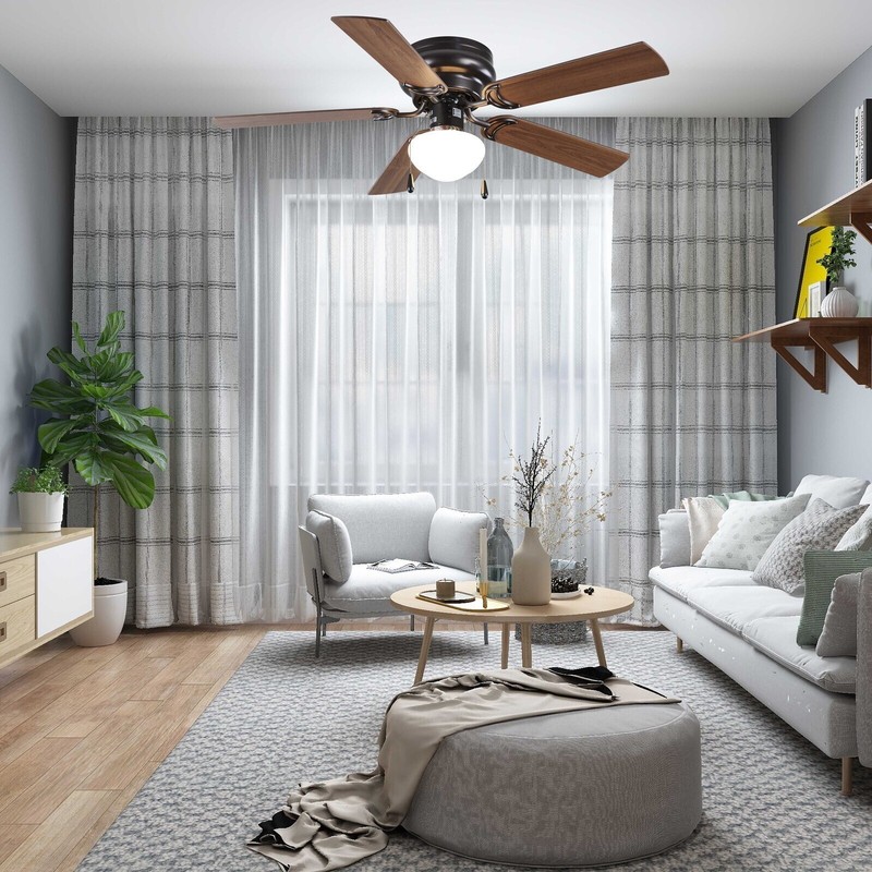 44'' Indoor Reverse Airflow Ceiling Fan w/ LED Light Bronze 5 Blades Living Room gallery