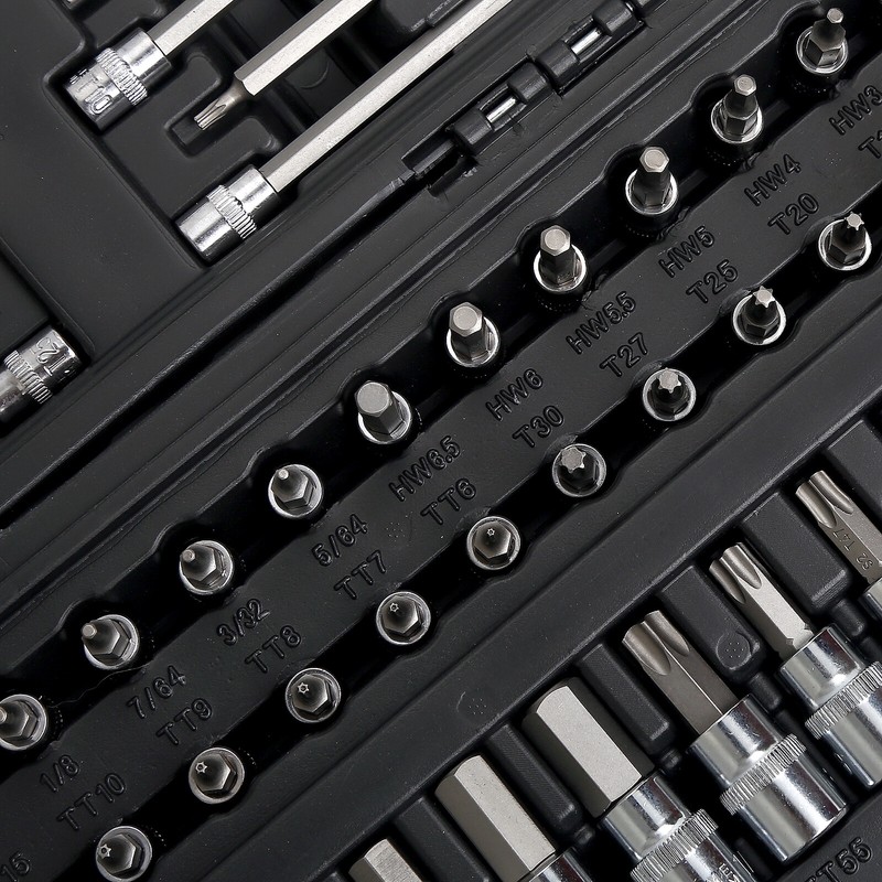107pcs 1/4" 3/8" 1/2" Drive Bit Socket Set, SAE & Metric Torx Hex Bit Tools Set gallery