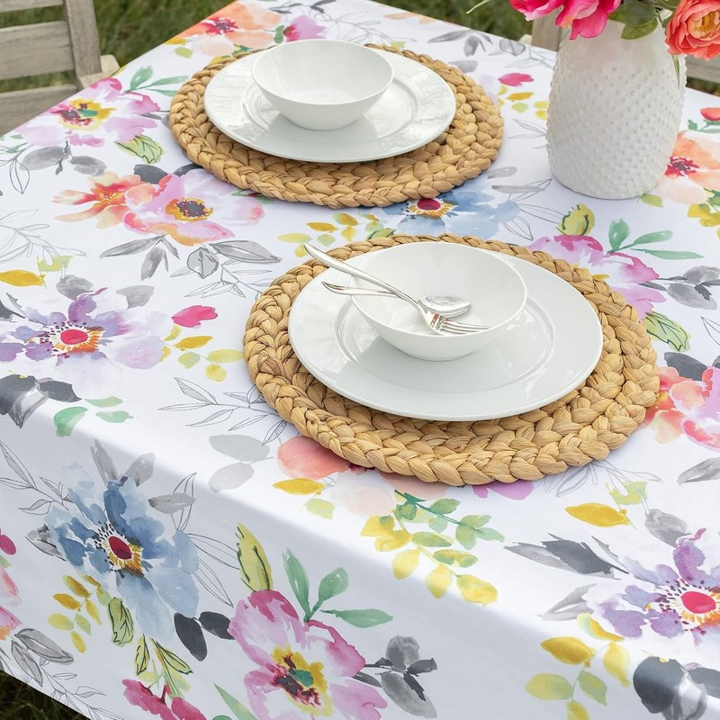 Spillproof Spring/Summer Durable Heavyweight Fabric Indoor Outdoor Tablecloth, gallery