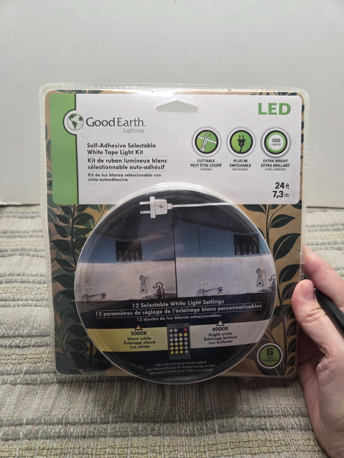 Good Earth Lighting 12f ft LED Self-Adhesive Color White Tape Lt Kit w/Remote gallery