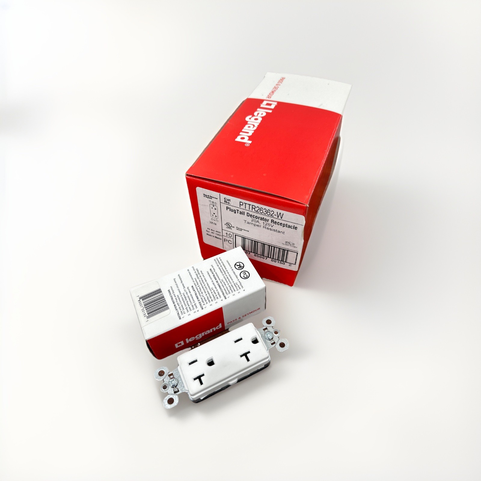 🔴(QTY 10) Legrand PTTR26362-W Plugtail 15A TA Decorator Duplex Receptacle‼️ gallery