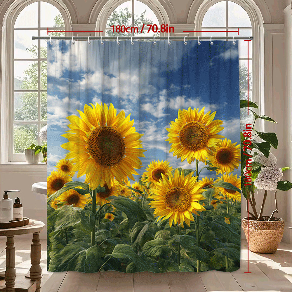 1pc Rustic Sunflower Field Floral Summer Nature Bathroom Shower Curtain gallery