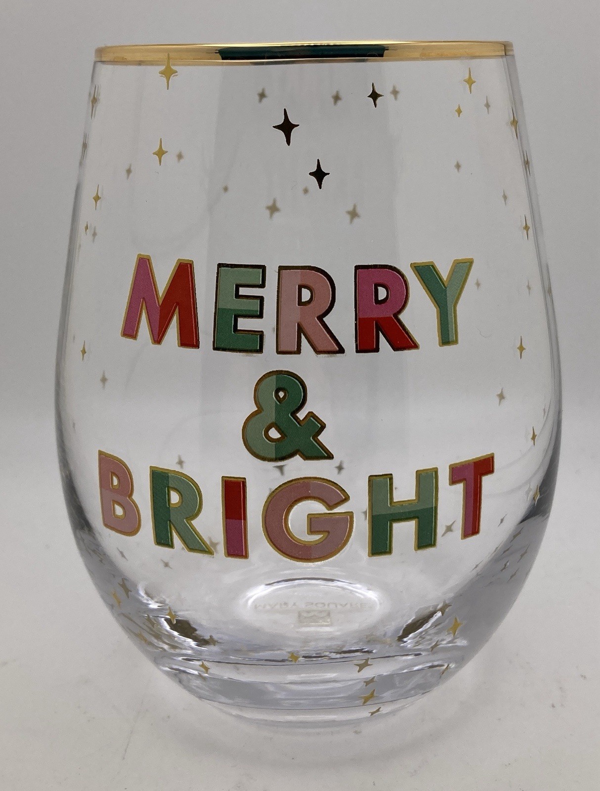 Mary Square Christmas Merry and Bright Stemless Wine Glass, 8 oz gallery