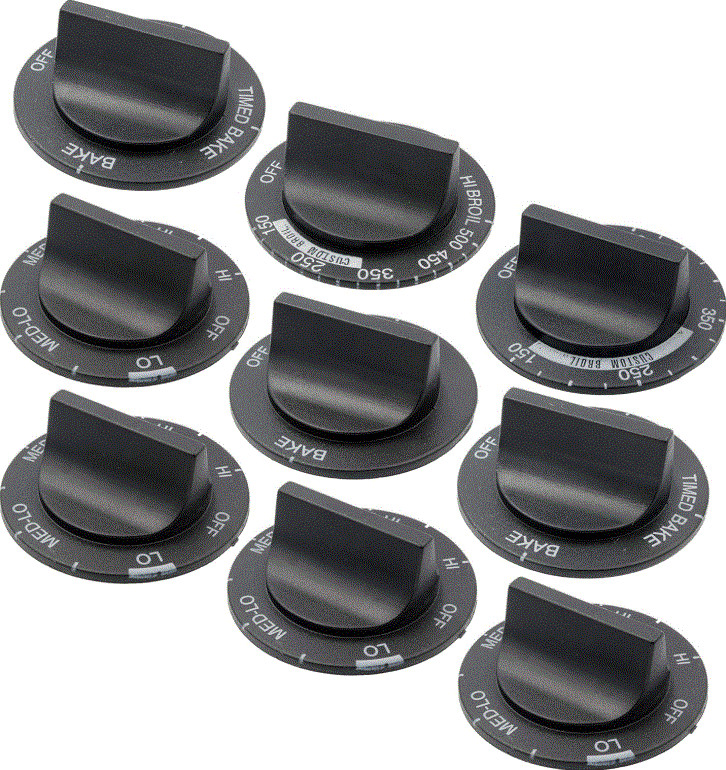 Whirlpool RF365BXPW0 OEM Compatible Range Burner Oven Knobs (9 Pack) gallery