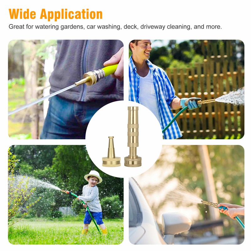 High Pressure Solid Brass Garden Nozzle Heavy Duty Adjustable Twist Water Hose gallery