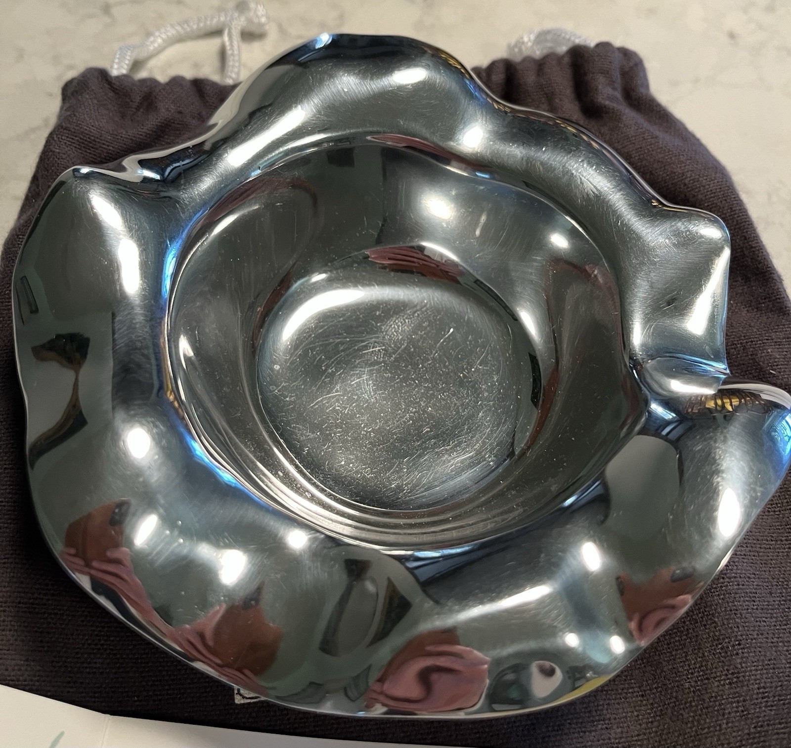 Beatriz Ball Wavy Free Form Small Silver Bowl With Dust Bag Never Used gallery