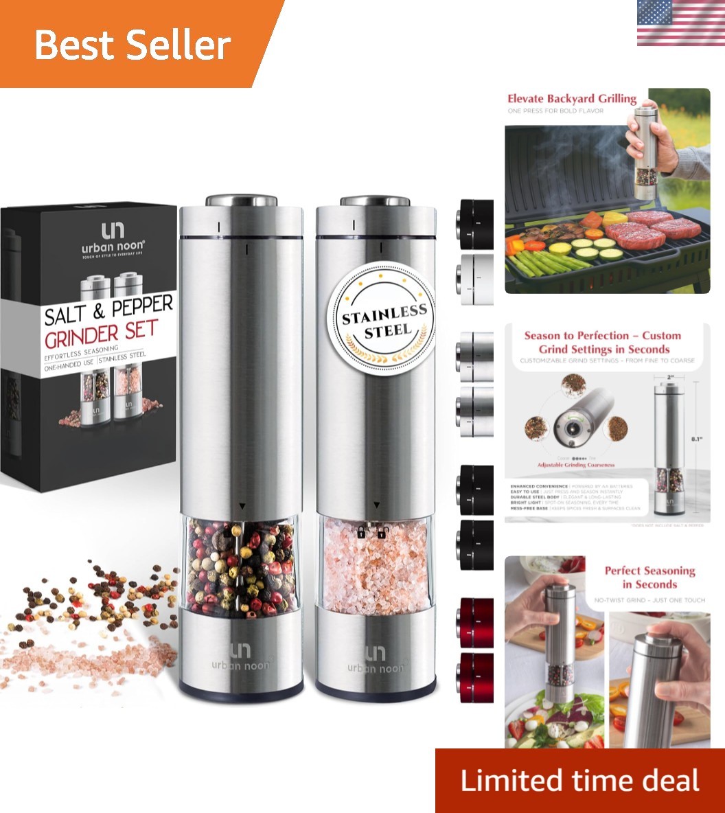 Electric Salt and Pepper Grinder Set - Battery Operated Stainless Steel Mill ... gallery