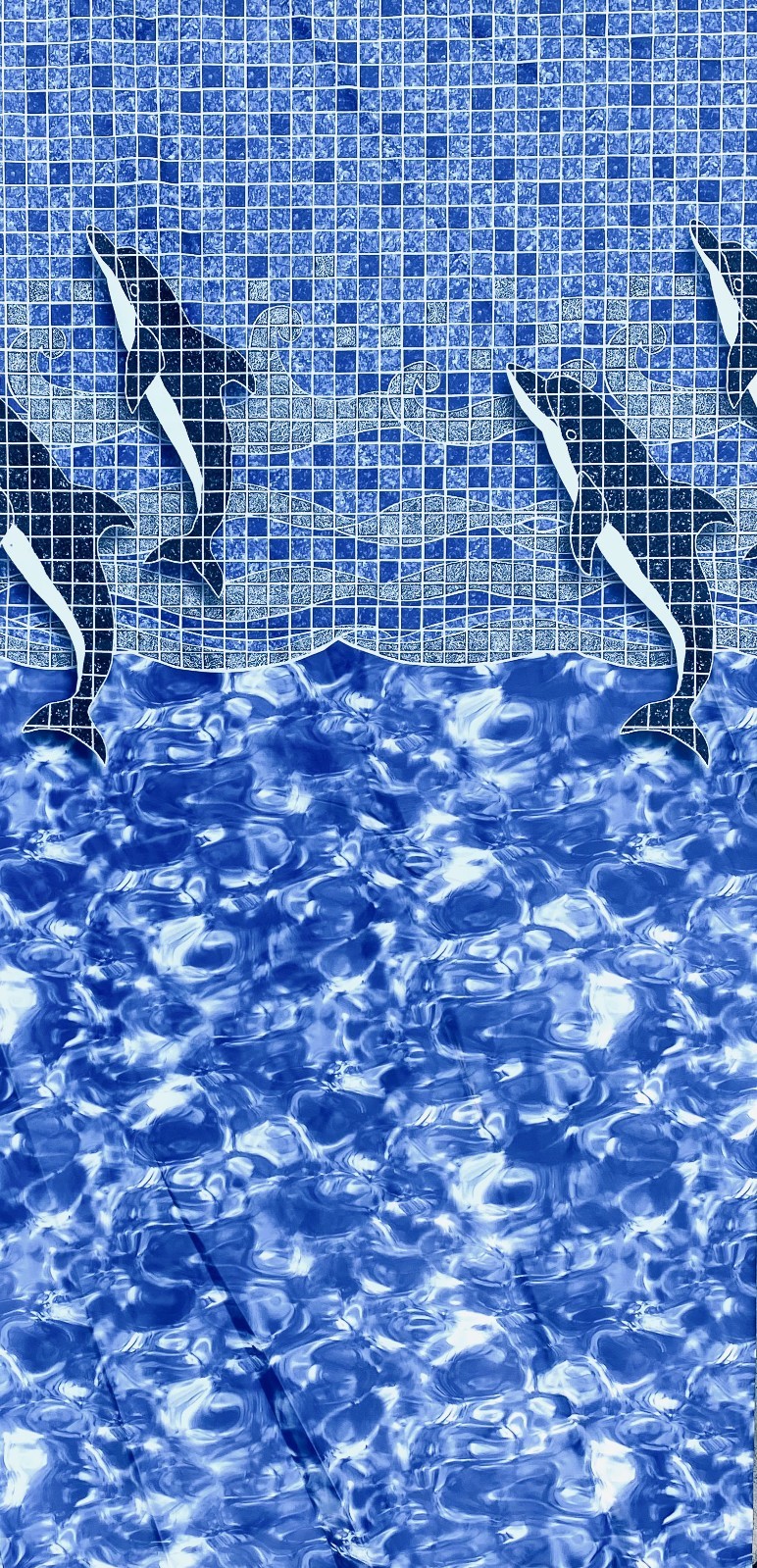 4ft x 2ft Blue Dolphin Wave Swimming Pool Vinyl Liner Repair Wall Floor Material gallery