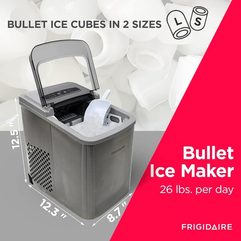 Frigidaire Portable Ice Machine Countertop Ice Maker 26lbs Stainless Steel gallery