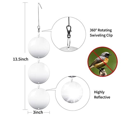 24PCS Reflective Bird Scare Discs - Double-Sided Deterrents for Garden, Patio, Y gallery